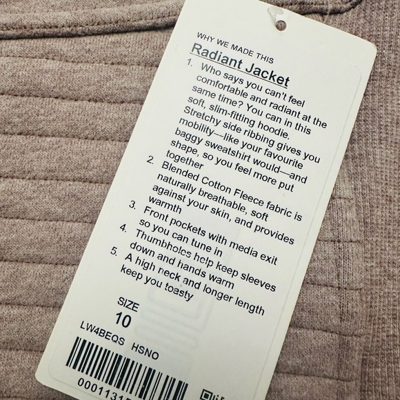 Lululemon Radiant Jacket II Heathered Spanish Oak NWT Womens 10 EXPIRED Sweater! - Picture 9 of 9